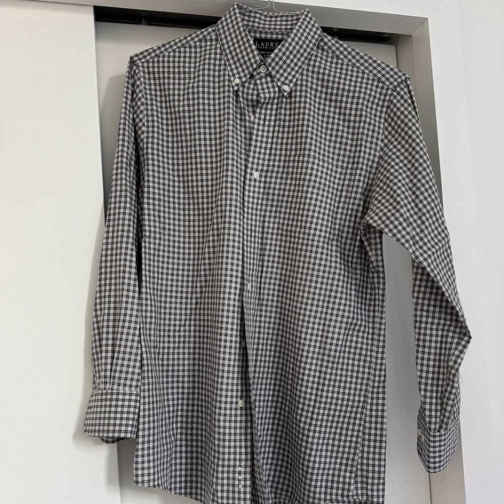 Lauren Ralph Lauren Mens Slim Fit Non Iron Plaid Button Down Shirt 15 1/2 32/33